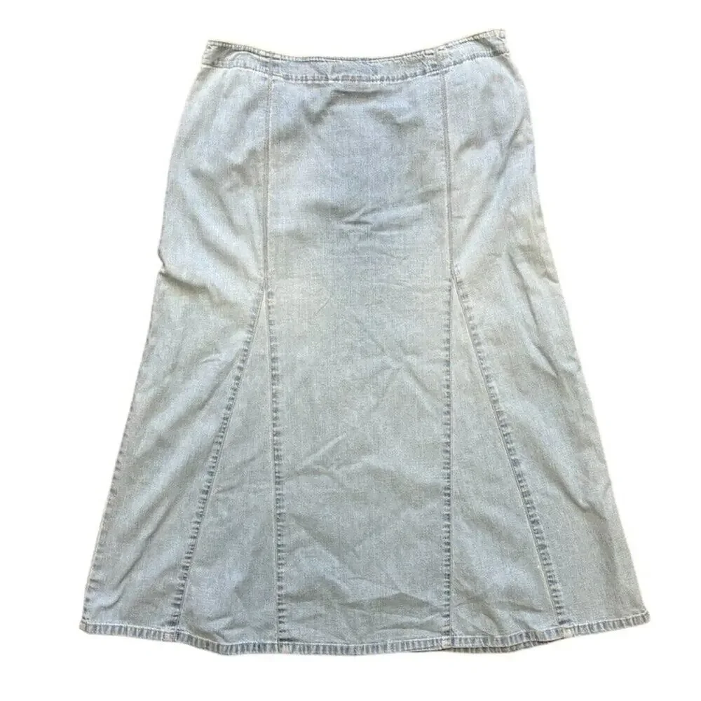 VTG GLORIA VANDERBILT A-line Denim Midaxi Skirt in Light Wash SZ 14